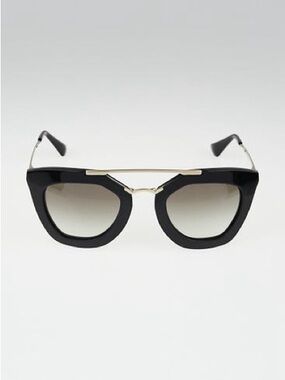Prada SPR 09Q Cinema Sunglasses Black Gold Cat Eye 1AB-0A7 Made in Italy